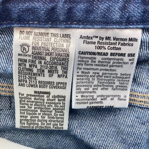 Dickies Men's Work Jeans 35x28 Hemmed Straight Flame-Resistant FR Blue Denim Wor - Picture 9 of 16